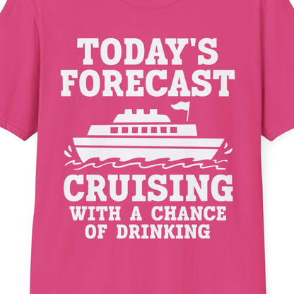Today's Forecast Cruising With a Chance of Drinking Cruise Shirt — T-Shirt T-Shirt – Heliconia – Best Cruise Shirts Close Up