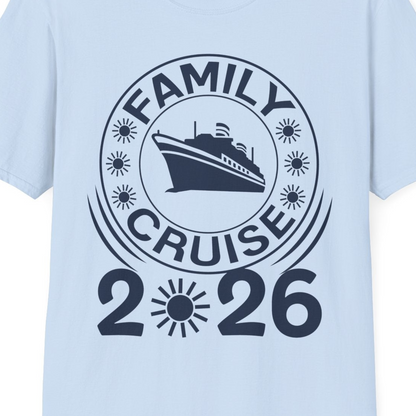Family Cruise 2026 Shirt T-Shirt – Light Blue – Best Cruise Shirts Close Up