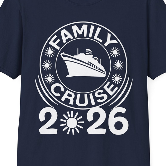 Family Cruise 2026 Shirt T-Shirt – Navy – Best Cruise Shirts Close Up