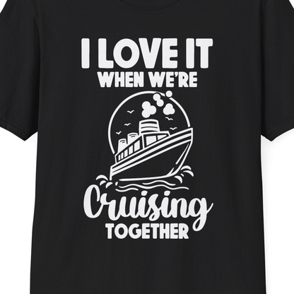 Cruising Together Bold Monochrome Cruise Ship Shirt for Groups — T-Shirt T-Shirt – Black – Best Cruise Shirts Close Up