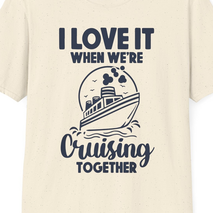 Cruising Together Bold Monochrome Cruise Ship Shirt for Groups — T-Shirt T-Shirt – Natural – Best Cruise Shirts Close Up