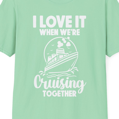 Cruising Together Bold Monochrome Cruise Ship Shirt for Groups — T-Shirt T-Shirt – Mint Green – Best Cruise Shirts Close Up