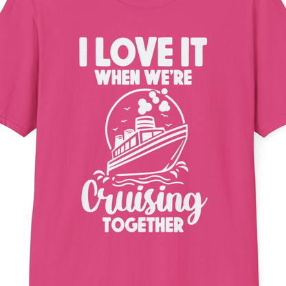 Cruising Together Bold Monochrome Cruise Ship Shirt for Groups — T-Shirt T-Shirt – Heliconia – Best Cruise Shirts Close Up