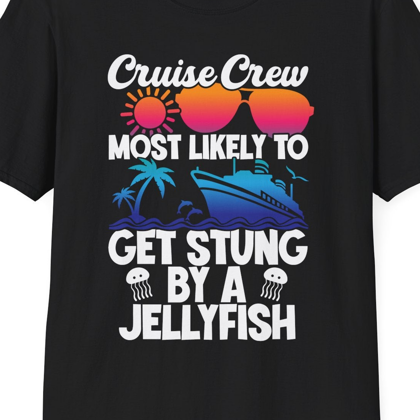 Cruise Crew Shirt T-Shirt – Black – Best Cruise Shirts Close Up