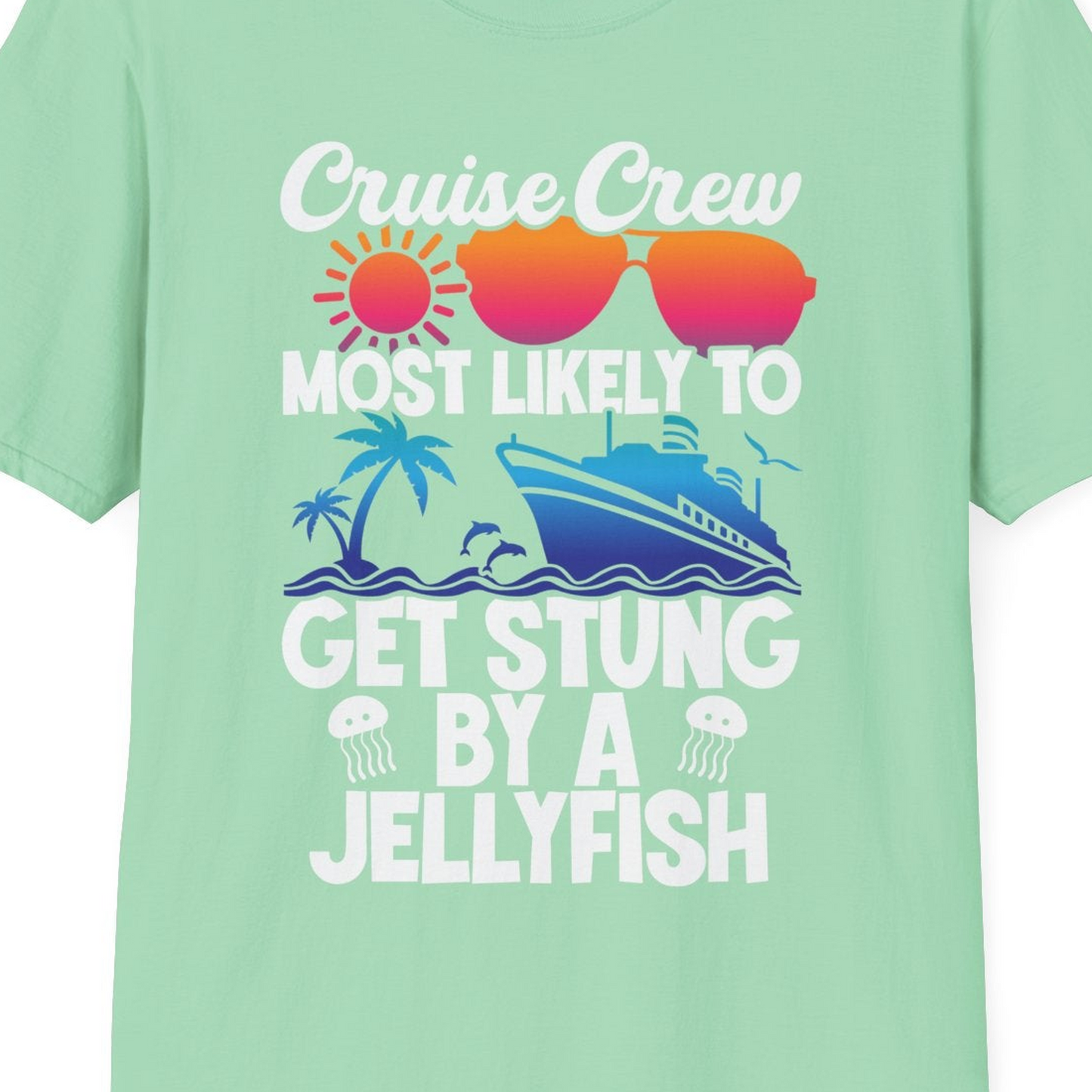 Cruise Crew Shirt T-Shirt – Mint Green – Best Cruise Shirts Close Up