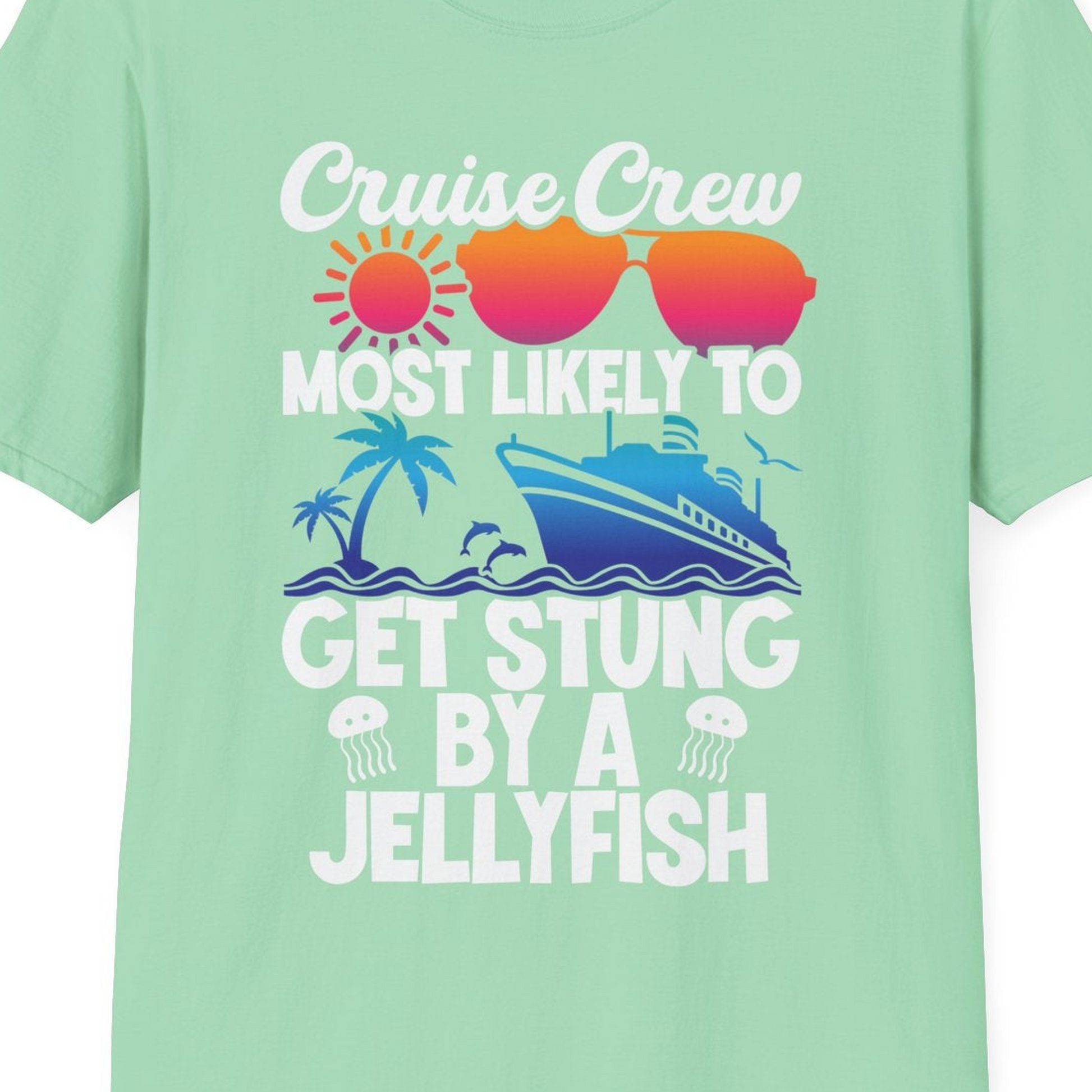 Cruise Crew Shirt T-Shirt – Mint Green – Best Cruise Shirts Close Up