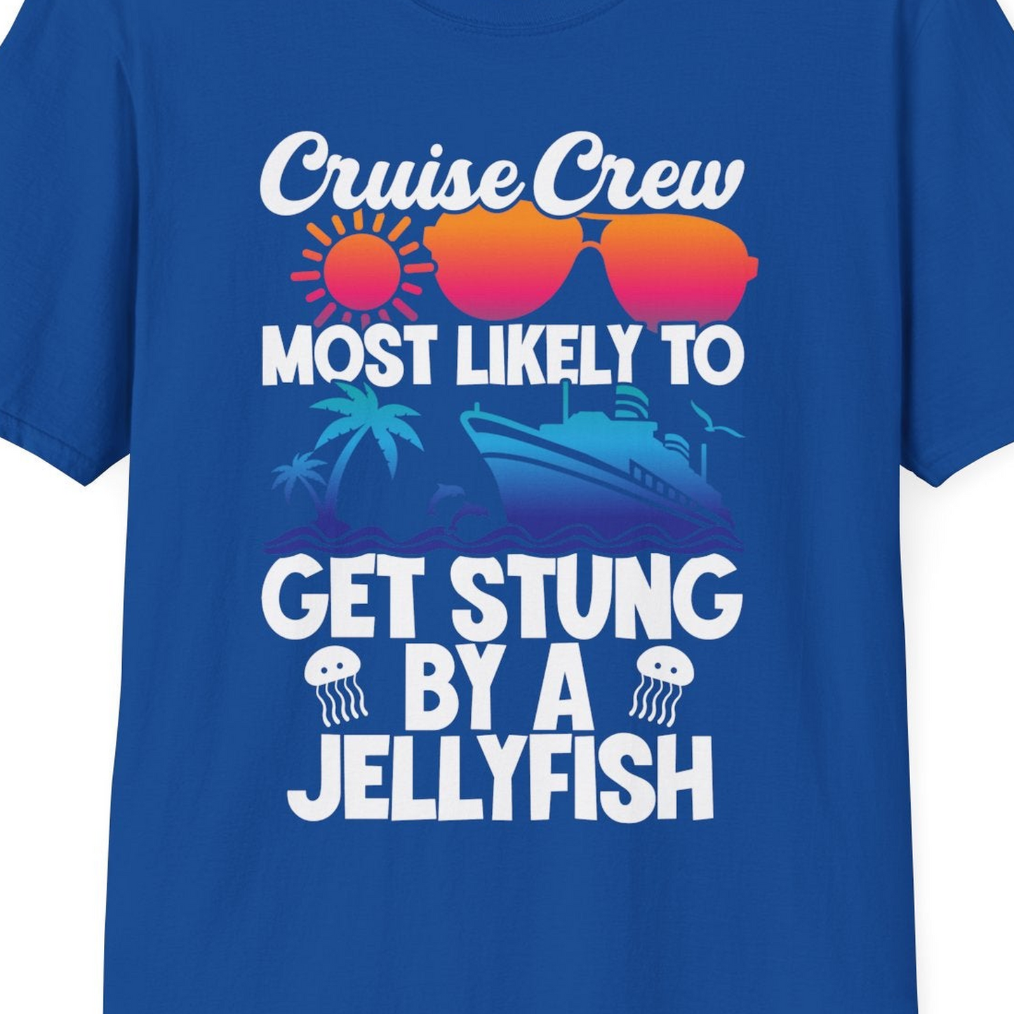 Cruise Crew Shirt T-Shirt – Royal – Best Cruise Shirts Close Up