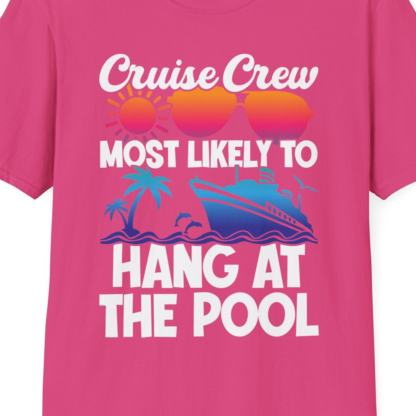 Cruise Crew Most Likely To Hang At The Pool Tropical Shirt — T-Shirt T-Shirt – Heliconia – Best Cruise Shirts Close Up
