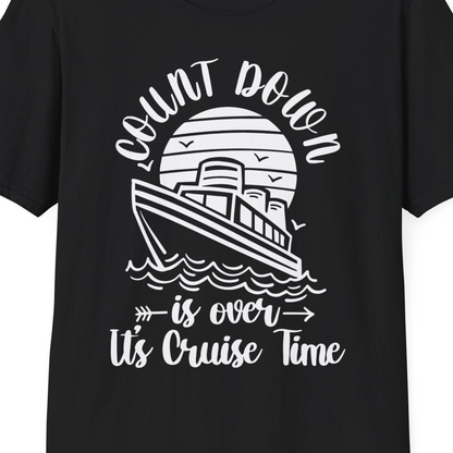 Countdown Is Over Cruise Time Nautical Monochrome Shirt — T-Shirt T-Shirt – Black – Best Cruise Shirts Close Up