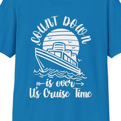 Countdown Is Over Cruise Time Nautical Monochrome Shirt — T-Shirt T-Shirt – Sapphire – Best Cruise Shirts Close Up