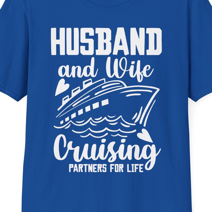 Husband and Wife Cruising Partners for Life Romantic Cruise Shirt — T-Shirt T-Shirt – Royal – Best Cruise Shirts Close Up