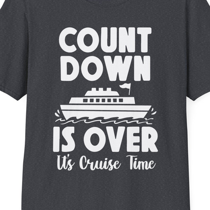 Cruise Countdown Is Over Nautical Ship Its Cruise Time Shirt — T-Shirt T-Shirt – Dark Heather Grey – Best Cruise Shirts Close Up