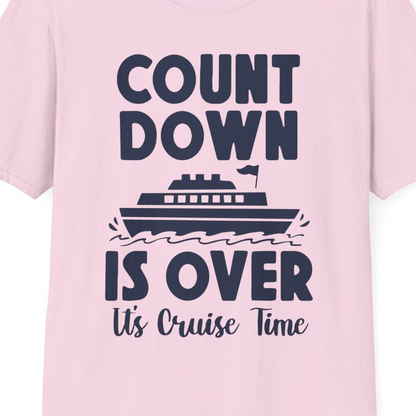 Cruise Countdown Is Over Nautical Ship Its Cruise Time Shirt — T-Shirt T-Shirt – Light Pink – Best Cruise Shirts Close Up