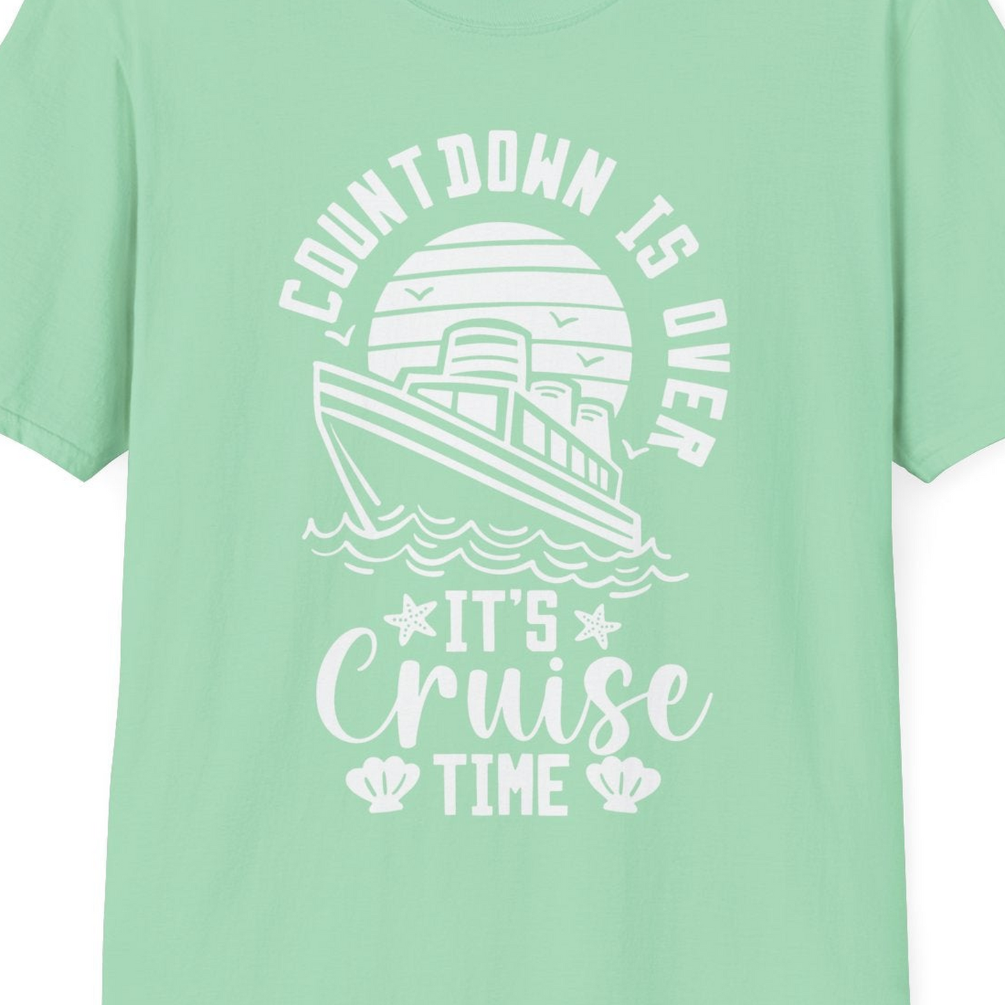 Countdown Is Over T-Shirt – Mint Green – Best Cruise Shirts Close Up