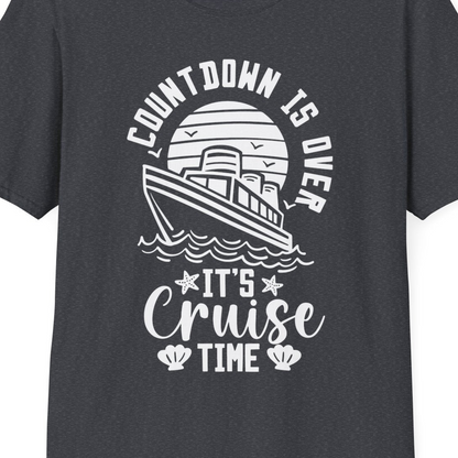 Countdown Is Over T-Shirt – Dark Heather Grey – Best Cruise Shirts Close Up