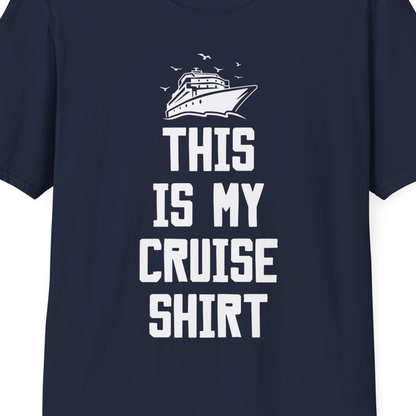 This Is My Cruise Shirt Bold Cruise Ship Graphic Tee — T-Shirt T-Shirt – Navy – Best Cruise Shirts Close Up
