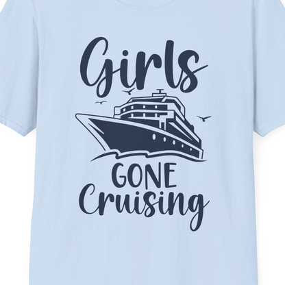 Girls Gone Cruising Group Cruise Shirt T-Shirt – Light Blue – Best Cruise Shirts Close Up