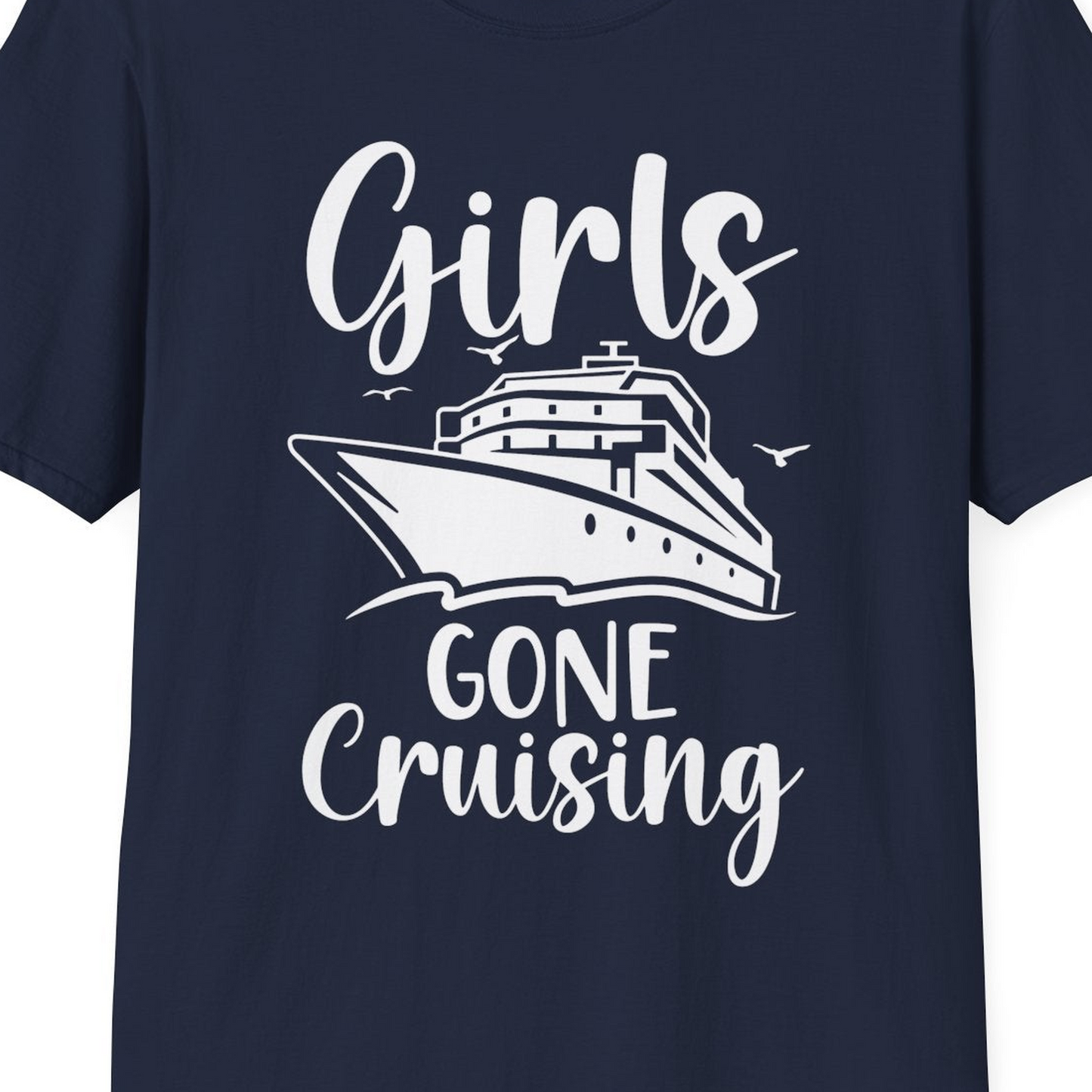 Girls Gone Cruising Group Cruise Shirt T-Shirt – Navy – Best Cruise Shirts Close Up