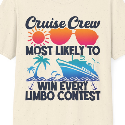 Cruise Crew Limbo Contest Funny Group Caribbean Party Shirt — T-Shirt T-Shirt – Natural – Best Cruise Shirts Close Up