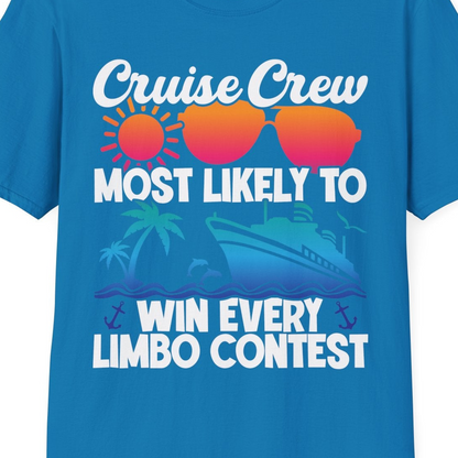 Cruise Crew Limbo Contest Funny Group Caribbean Party Shirt — T-Shirt T-Shirt – Sapphire – Best Cruise Shirts Close Up