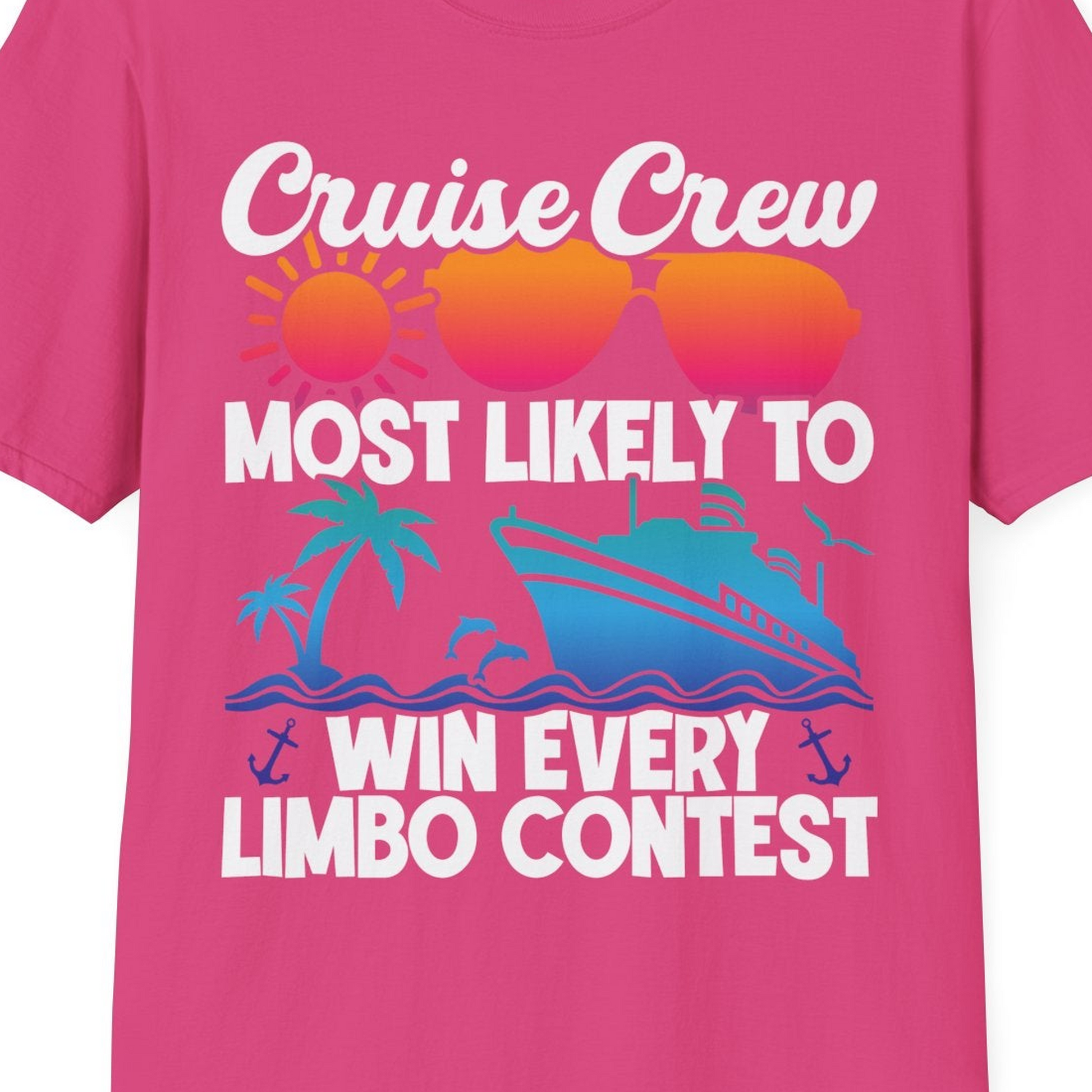 Cruise Crew Limbo Contest Funny Group Caribbean Party Shirt — T-Shirt T-Shirt – Heliconia – Best Cruise Shirts Close Up
