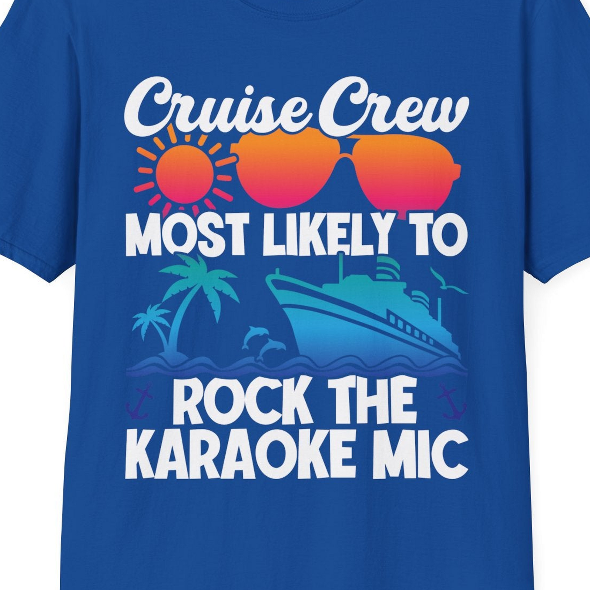 Cruise Crew Karaoke Party Shirt T-Shirt – Royal – Best Cruise Shirts Close Up