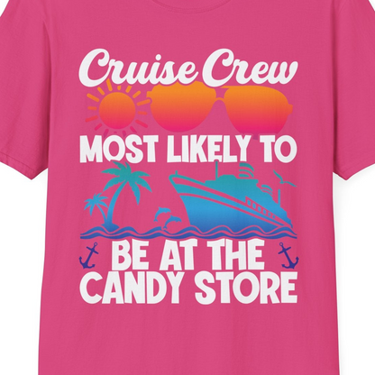 Cruise Crew Most Likely To Be At The Candy Store Tropical Shirt — T-Shirt T-Shirt – Heliconia – Best Cruise Shirts Close Up