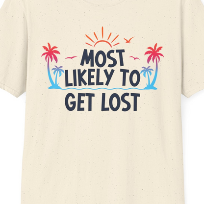 Most Likely To Get Lost Shirt T-Shirt – Natural – Best Cruise Shirts Close Up