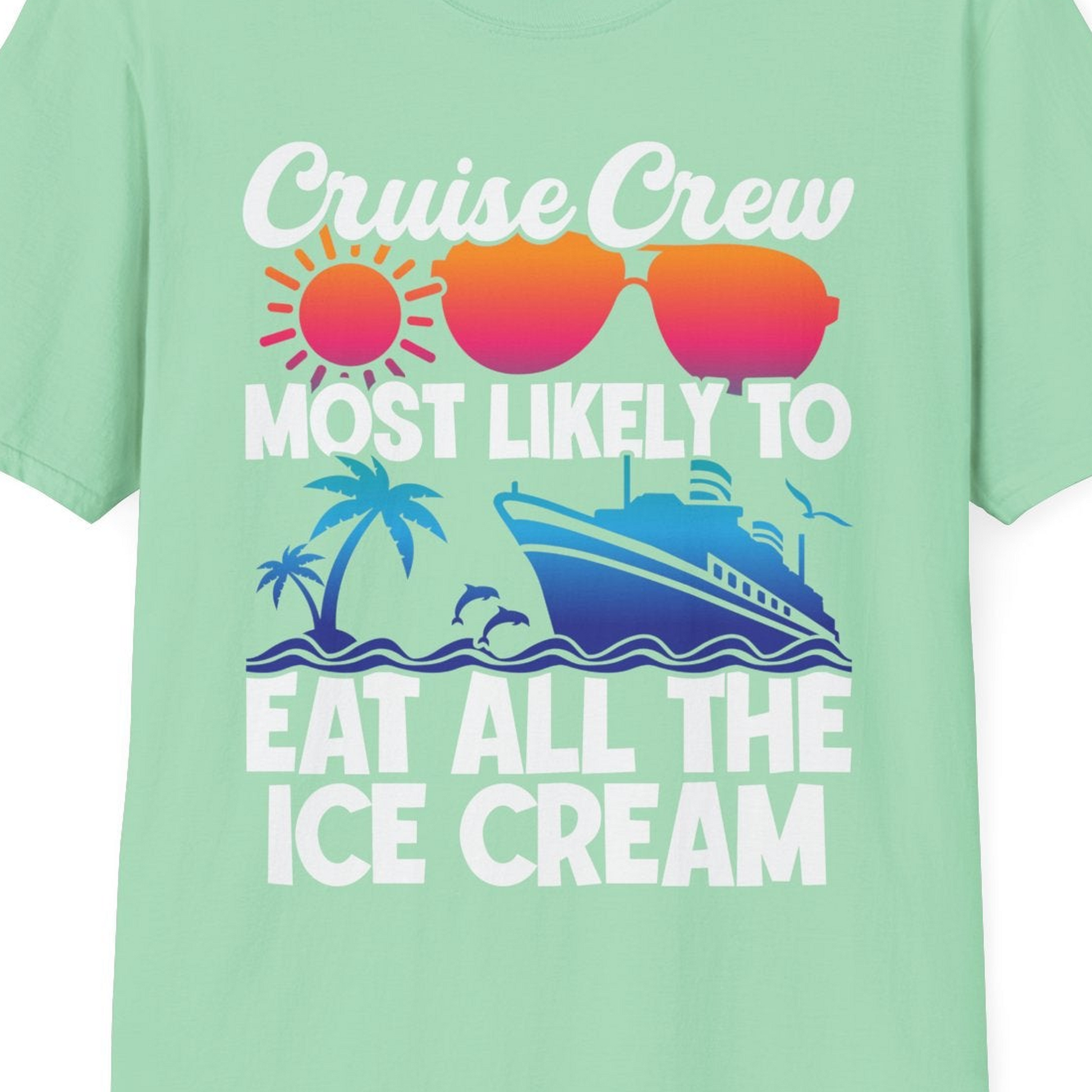 Cruise Crew Shirt T-Shirt – Mint Green – Best Cruise Shirts Close Up