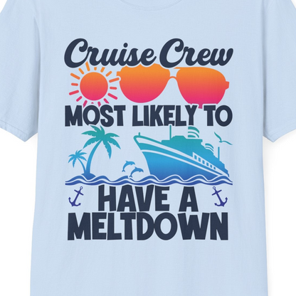 Cruise Crew Meltdown Shirt T-Shirt – Light Blue – Best Cruise Shirts Close Up