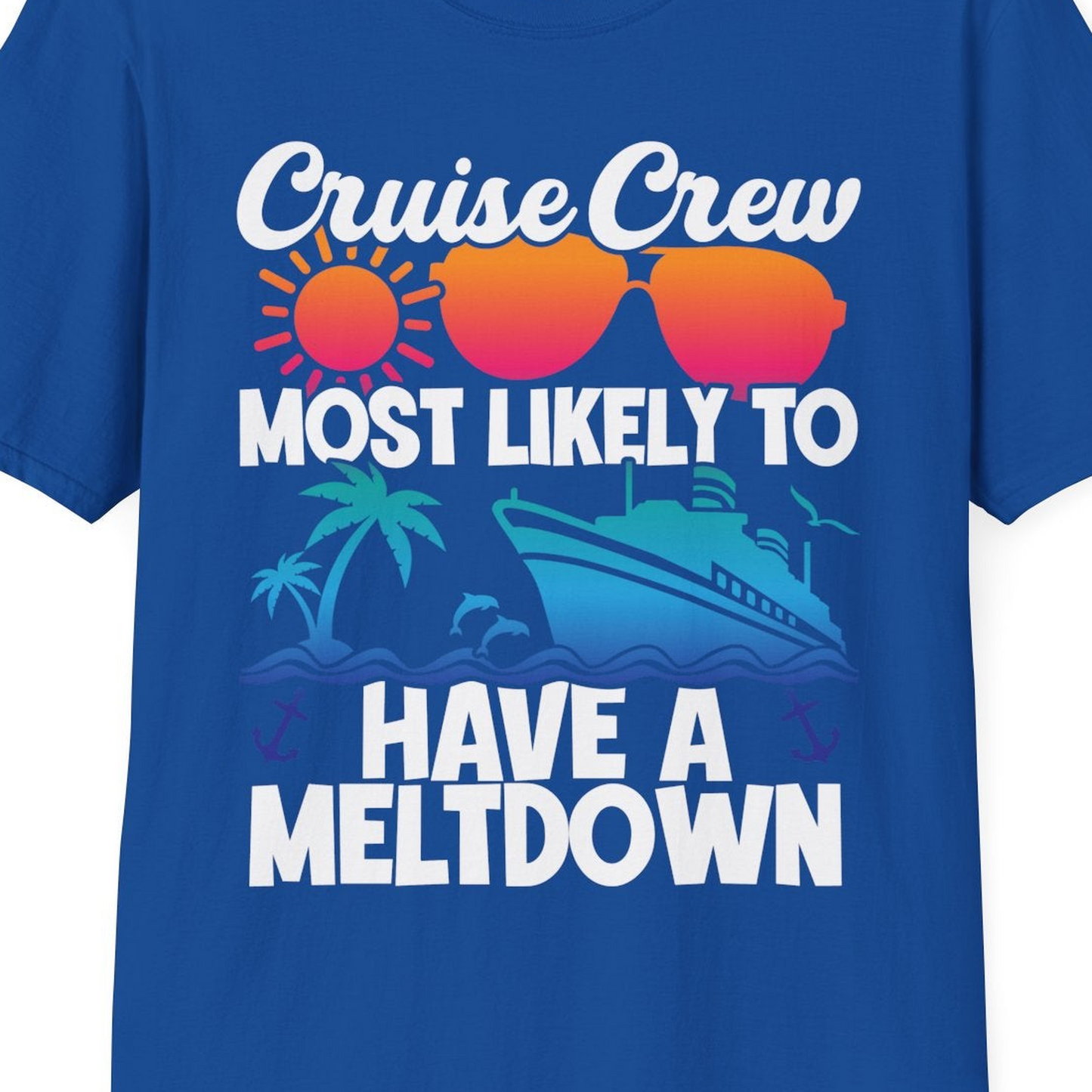 Cruise Crew Meltdown Shirt T-Shirt – Royal – Best Cruise Shirts Close Up