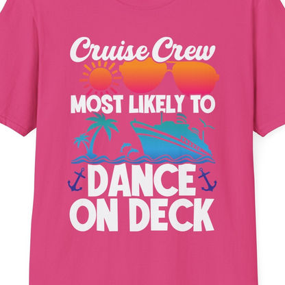 Cruise Crew Most Likely To Dance On Deck Tropical Party Shirt — T-Shirt T-Shirt – Heliconia – Best Cruise Shirts Close Up