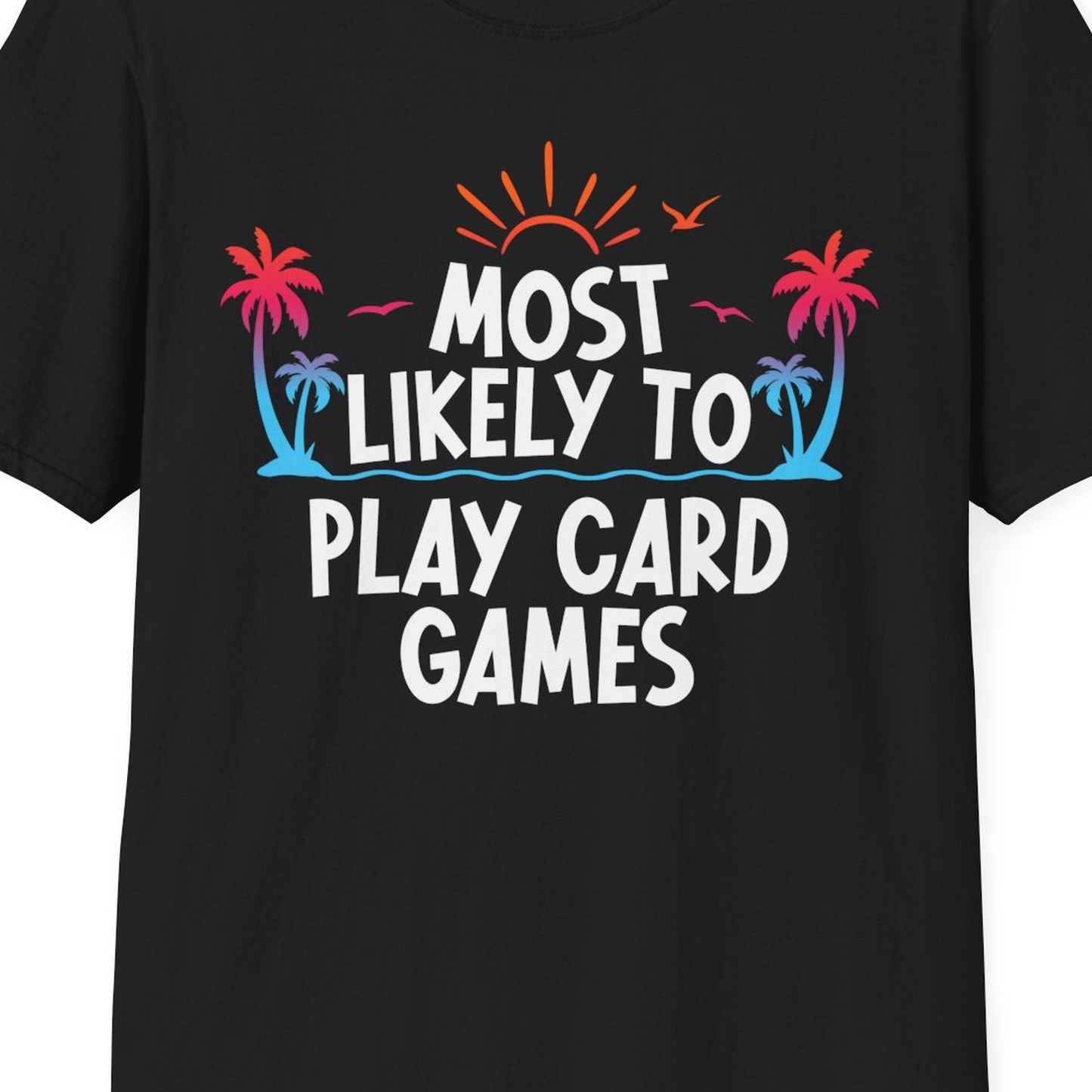Tropical Cruise Card Game Shirt T-Shirt – Black – Best Cruise Shirts Close Up