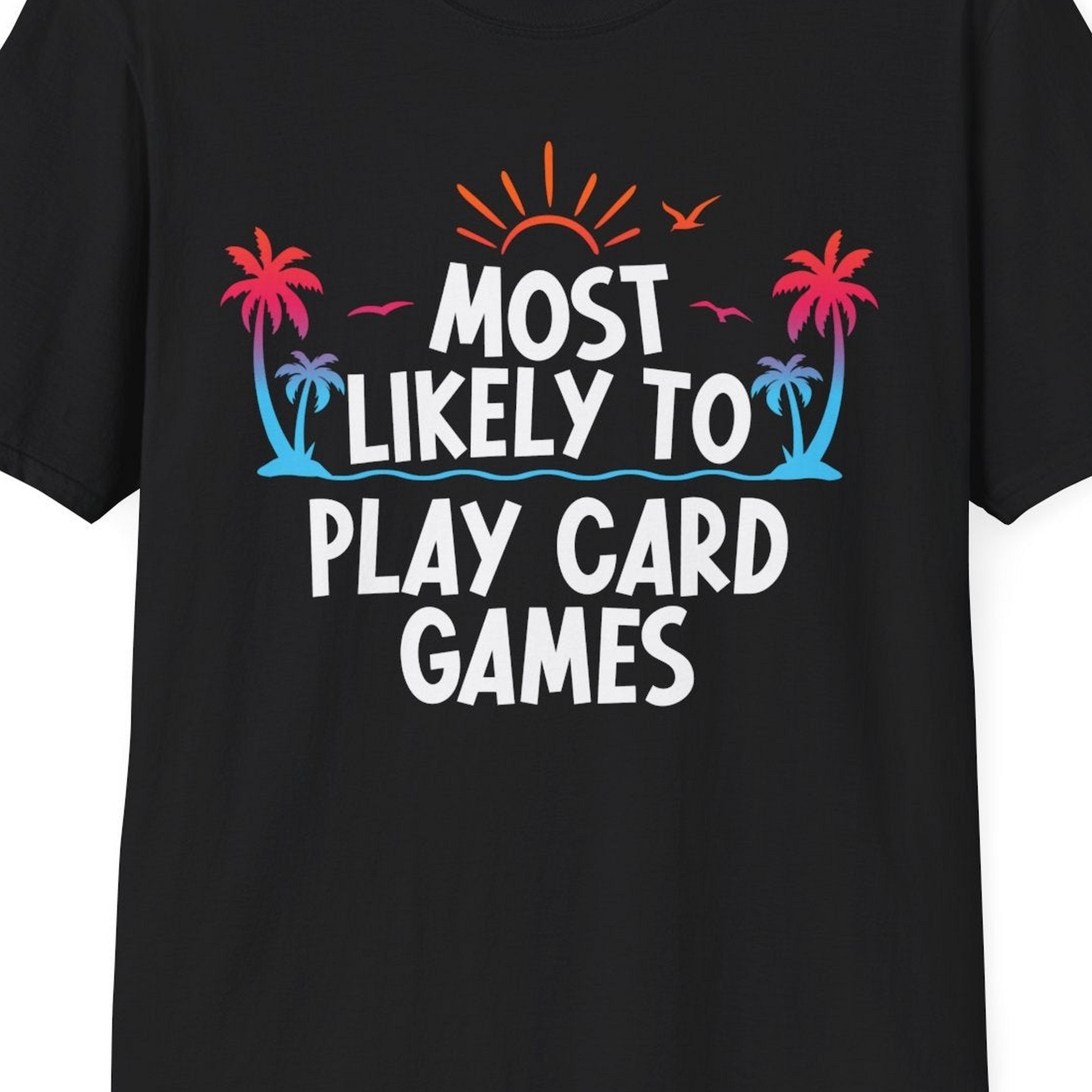 Tropical Cruise Card Game Shirt T-Shirt – Black – Best Cruise Shirts Close Up
