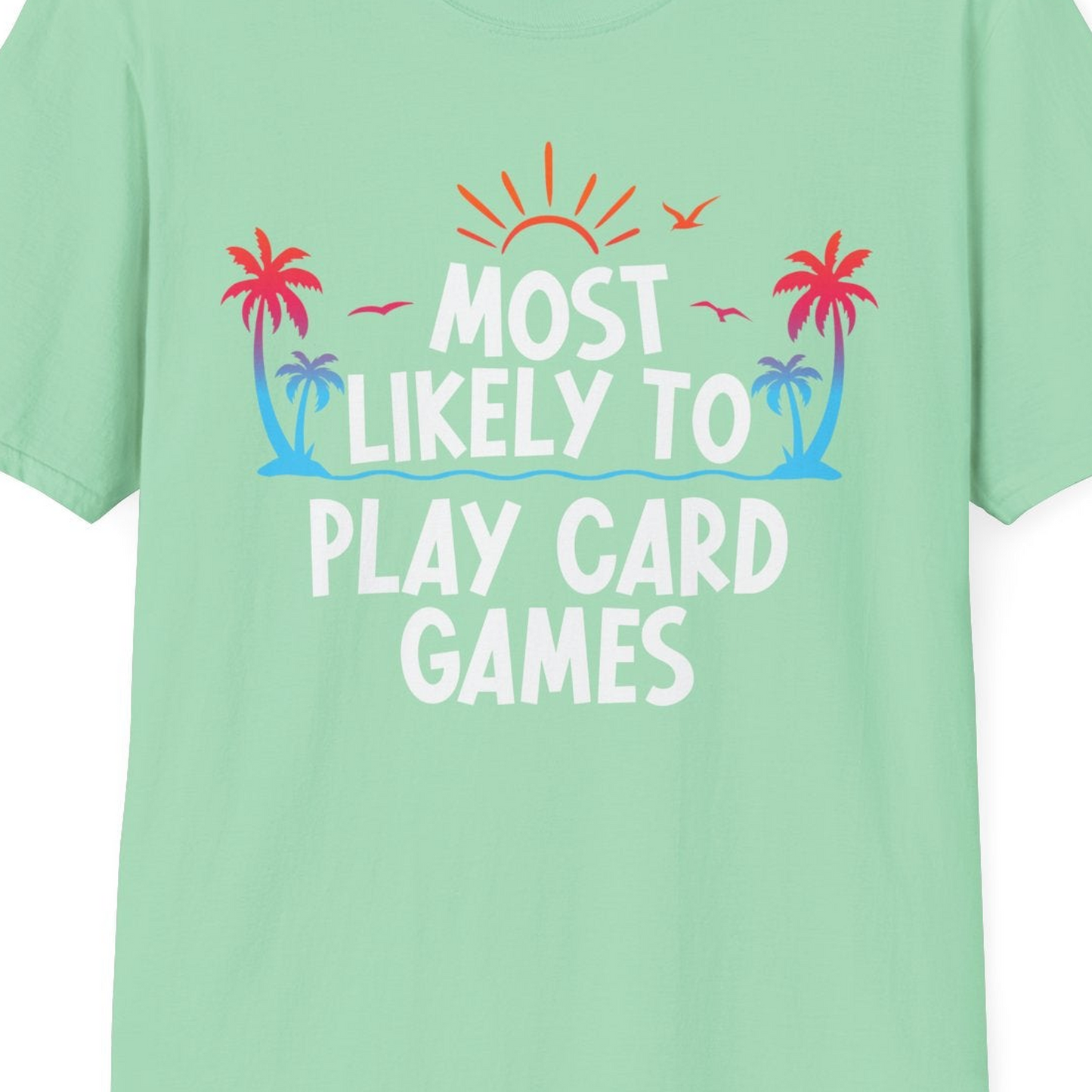 Tropical Cruise Card Game Shirt T-Shirt – Mint Green – Best Cruise Shirts Close Up