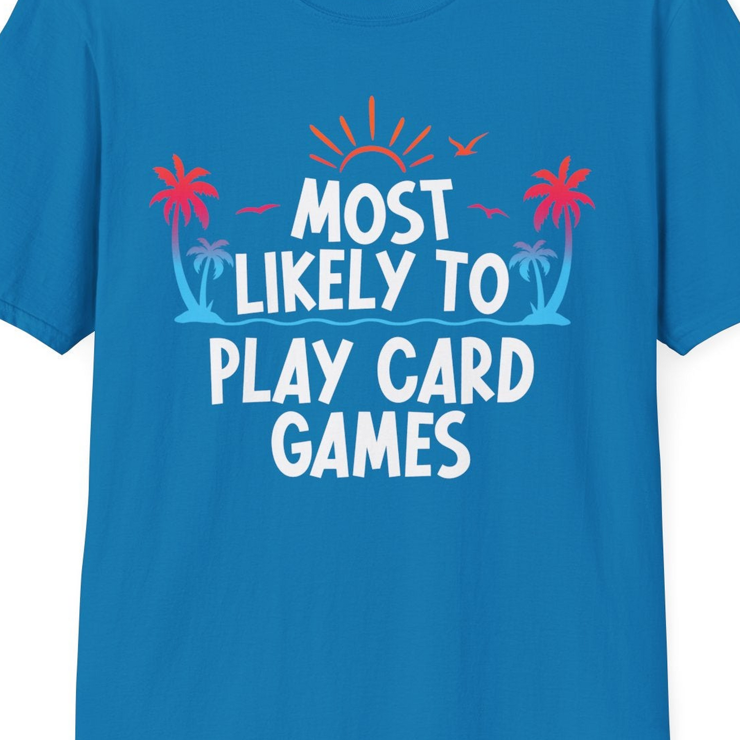 Tropical Cruise Card Game Shirt T-Shirt – Sapphire – Best Cruise Shirts Close Up