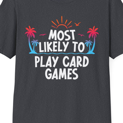 Tropical Cruise Card Game Shirt T-Shirt – Dark Heather Grey – Best Cruise Shirts Close Up