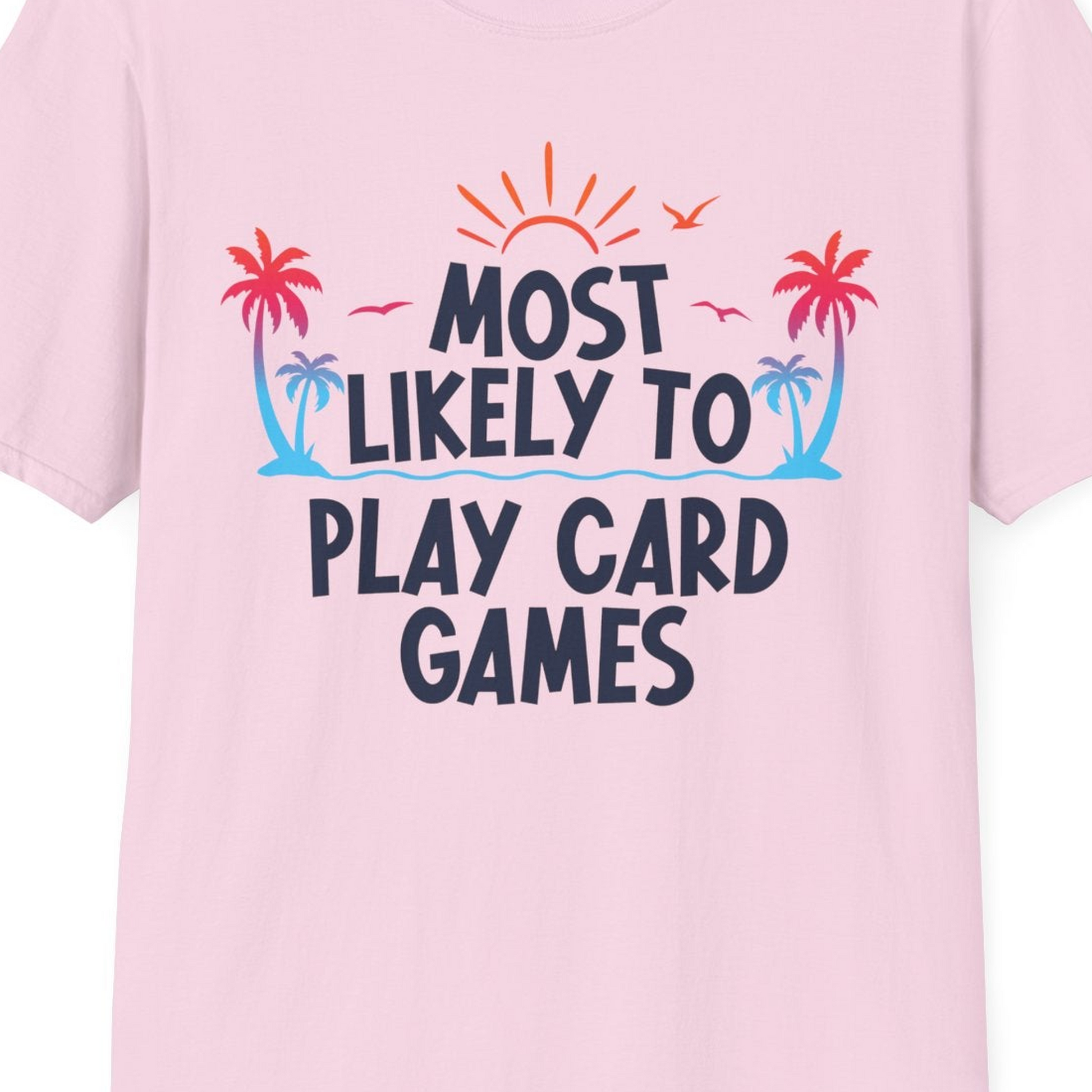 Tropical Cruise Card Game Shirt T-Shirt – Light Pink – Best Cruise Shirts Close Up