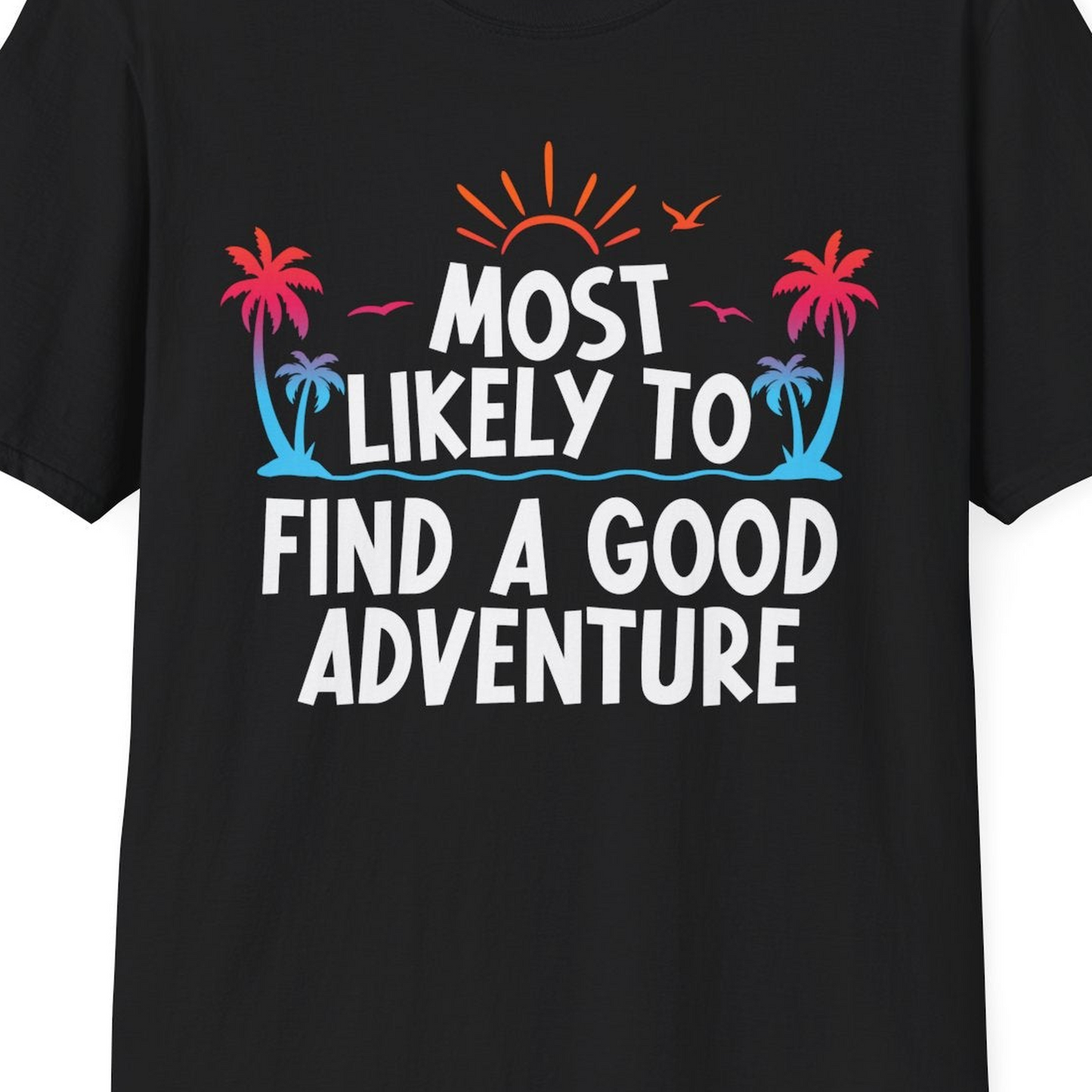 Tropical Adventure Shirt T-Shirt – Black – Best Cruise Shirts Close Up