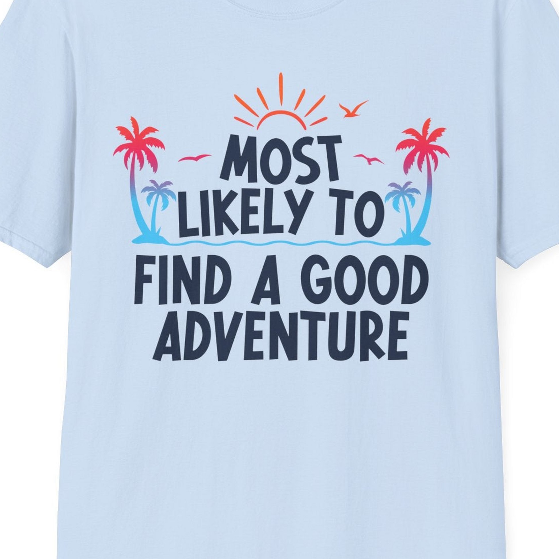 Tropical Adventure Shirt T-Shirt – Light Blue – Best Cruise Shirts Close Up