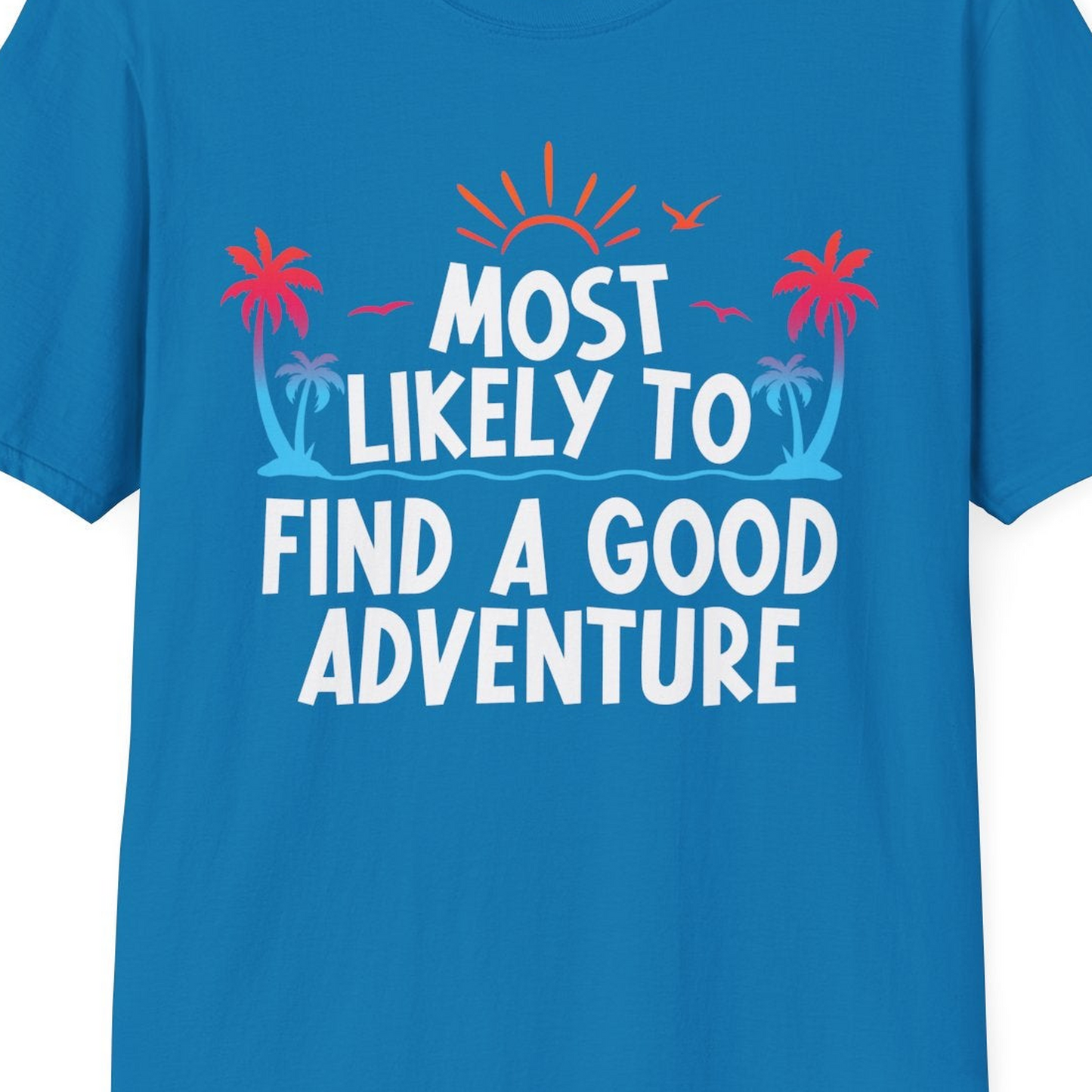 Tropical Adventure Shirt T-Shirt – Sapphire – Best Cruise Shirts Close Up