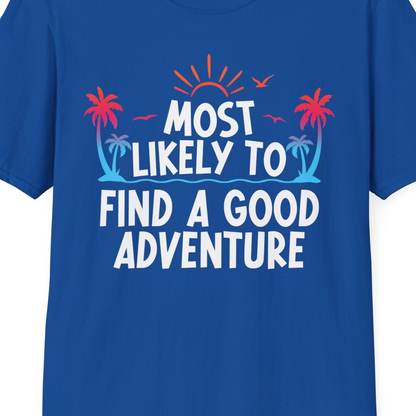 Tropical Adventure Shirt T-Shirt – Royal – Best Cruise Shirts Close Up