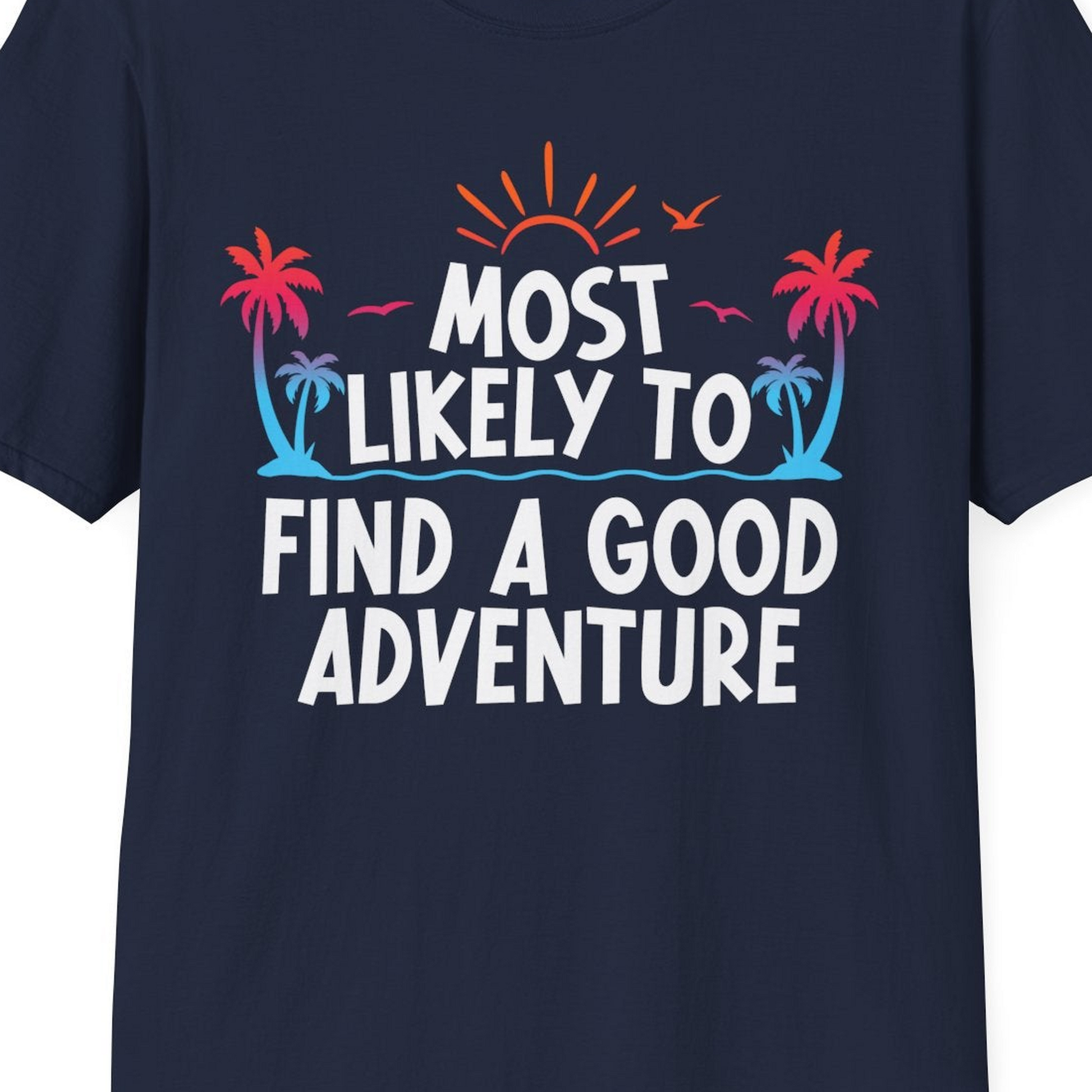 Tropical Adventure Shirt T-Shirt – Navy – Best Cruise Shirts Close Up