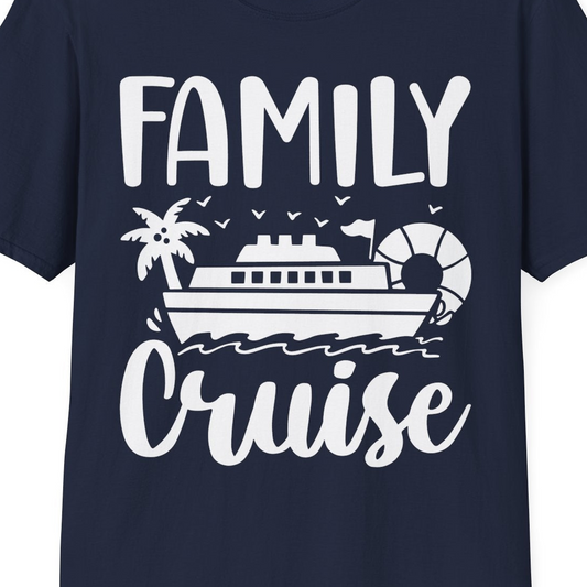 Family Cruise Shirt T-Shirt – Navy – Best Cruise Shirts Close Up