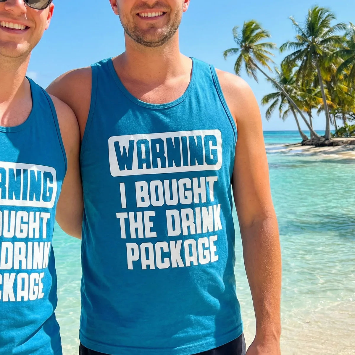 Lifestyle View — Warning I Bought The Drink Package Funny Cruise Shirt Bold Design — Tank Top